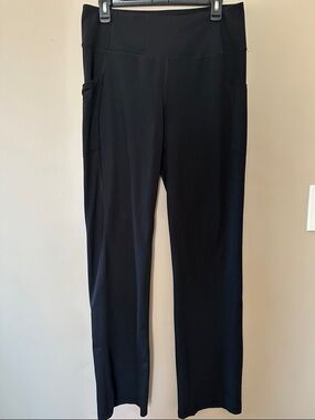 Marika Black Straight-Leg Active Track Pants with Side Pockets